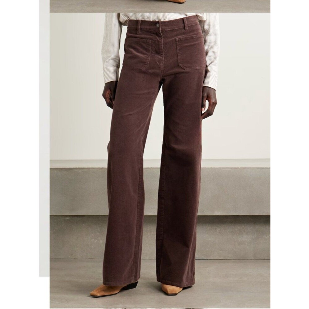 Nili Lotan Florence Cotton-blend Corduroy Flared Pants in Brown Size 2